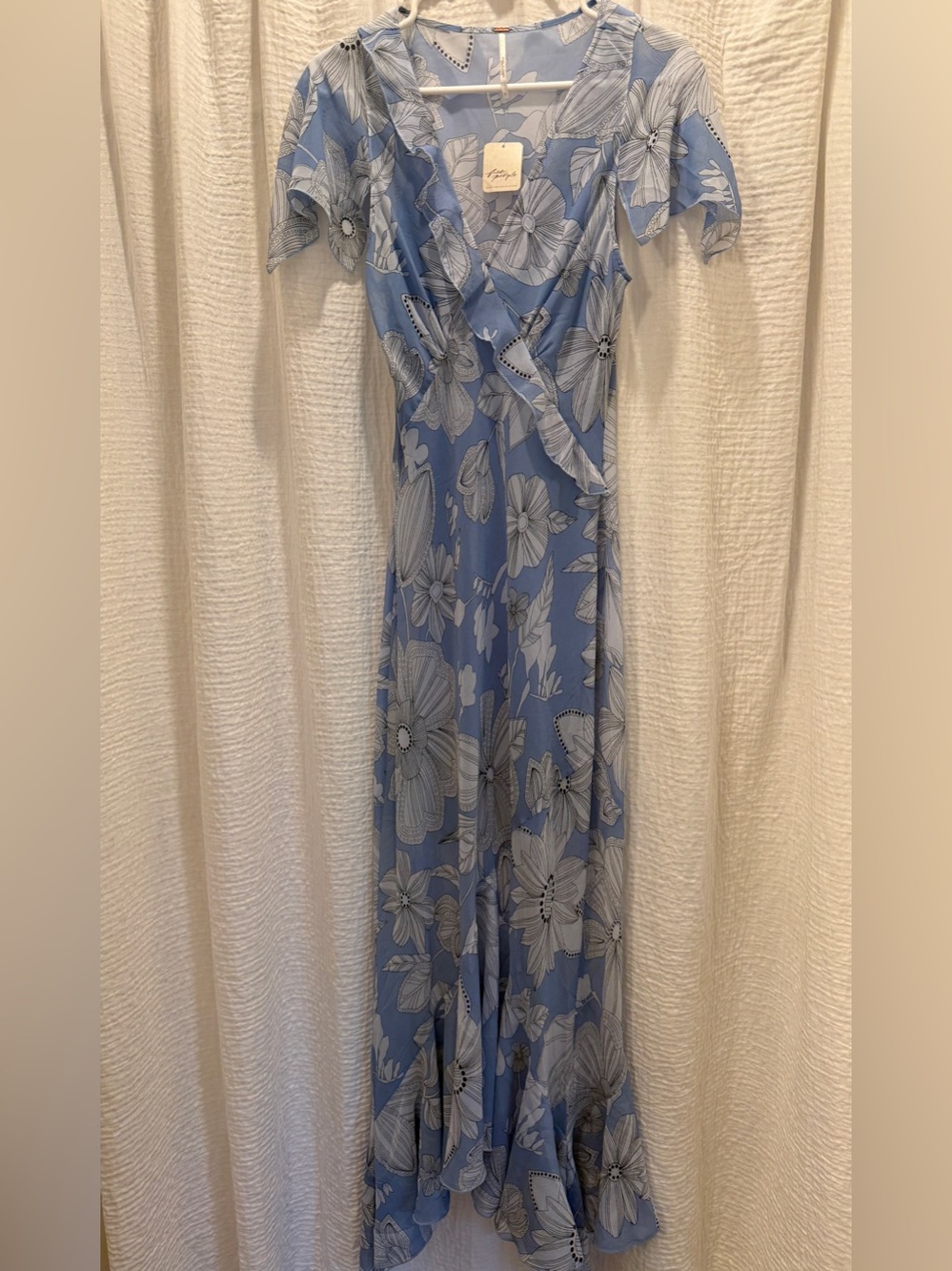 Free People Moonlight Maxi Dress Blissful Blue Floral Size NWT